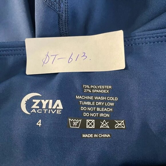 Zyia Active Crop Leggings‎ Women's Size 4  Blue Solid Polyester Spandex PT-613 - Picture 2 of 4